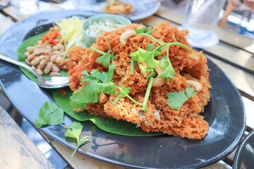 crispy fish salad ,crisp fish or crispy catfish salad or crisp catfish salad