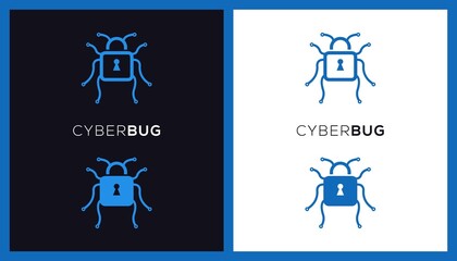 Abstract Cyber Bug Logo Design. Creative Vector based Icon template.
