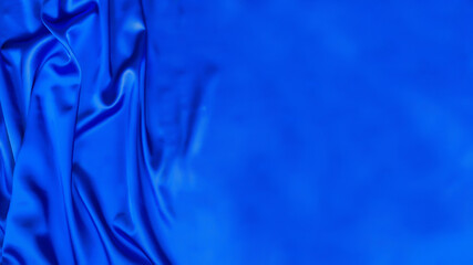blue satin, silk, folded in beautiful folds. Beautiful fabric for decoration, interior. Textured background.