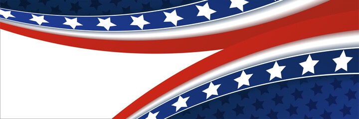 American blue and red banner background template. American nation banner with national flag Independence and freedom vector. USA country day celebration. Patriotic background with waving American flag
