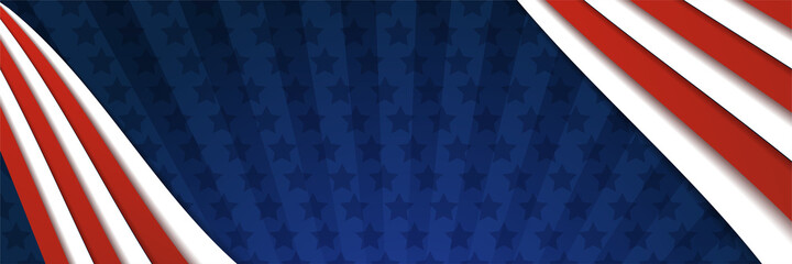 American blue and red banner background template. American nation banner with national flag Independence and freedom vector. USA country day celebration. Patriotic background with waving American flag