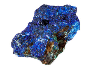 Macro mineral stone Malachite and Azurite against white background