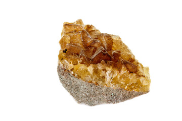 macro mineral fluorite stone on white background