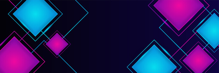 Blue and pink abstract square shapes banner background. Vector abstract graphic design banner pattern background template.