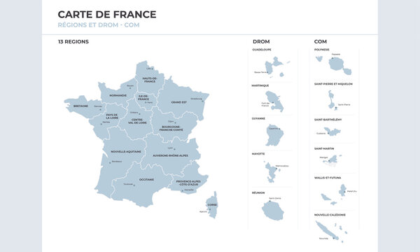 Carte de France - Régions et DROM COM