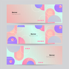 Set of pink blue orange purple bauhaus geometric banner background. Vector abstract graphic design banner pattern background template.