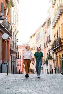 Lesbian couple walking together