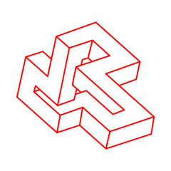 Impossible optical illusion shapes. Optical art objects. Impossible figure. Logo. Escher style. Geometry.