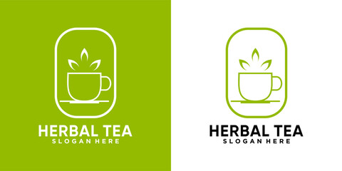 herbal tea logo design with style and creative concept