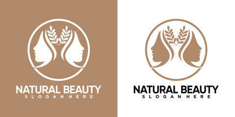 natural beauty logo design with line art and creative concept