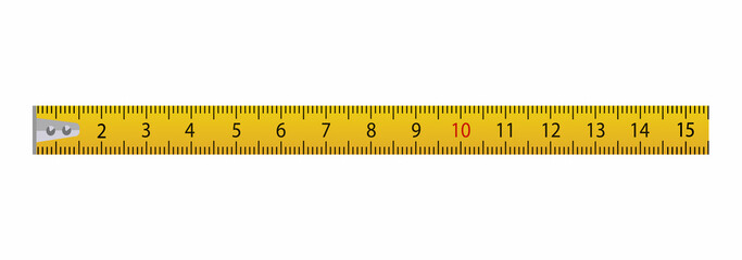 Measure tape ruler isolated on white background. Metric measurement. Yellow carpenter measuring tape. Vector stock