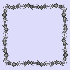 Frame of flowers on a square background stylized flowers and leaves - graphics. Scarf, tile, square