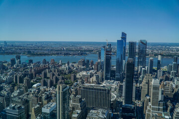 Fototapeta na wymiar Amazing panoramic view of the city New York, where you can see the Hudson River, the east river, central park and skyscrapers