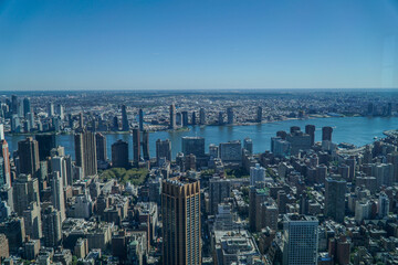 Amazing panoramic view of the city New York, where you can see the Hudson River, the east river, central park and skyscrapers