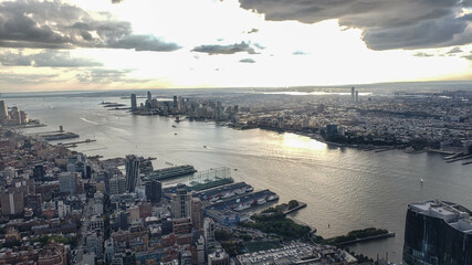 Amazing panoramic view of the city New York, where you can see the Hudson River, the east river, central park and skyscrapers