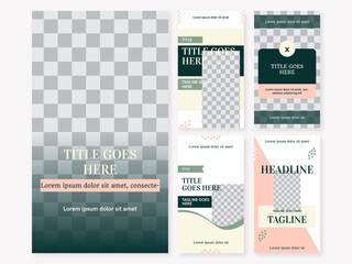 Social media instagram, facebook, pinterest cover template, stories wellness with pink colors design vector template ai & eps