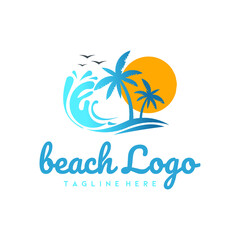 Fototapeta na wymiar Beach logo design holiday palm logo Vector