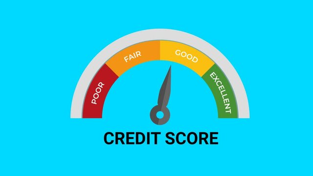 Increasing Credit Score to Excellent. on Pastel Blue Background. Conceptual 4K Video Clip Animation. Motion graphics.