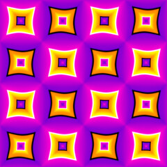 Yellow and purple wrapping paper. Optical illusion of movement. Mesh gradient seamless pattern.