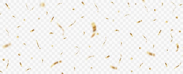 Gold confetti isolated on transparent background	