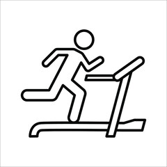 Treadmill icon. vector illustration. Exercise machine. Contour symbol on white background