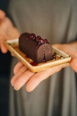 Glazed curd dessert with vanilla flavor