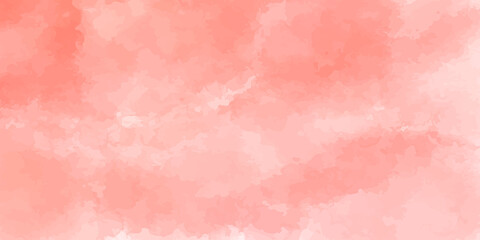 Fototapeta premium pink background with watercolor splashes and blots. Beautiful sky with cirrocumulus clouds, pink coral watercolor toned. Blurred red texture on stucco vector illustration. 