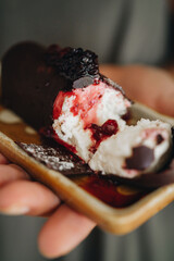 Glazed curd dessert with vanilla flavor