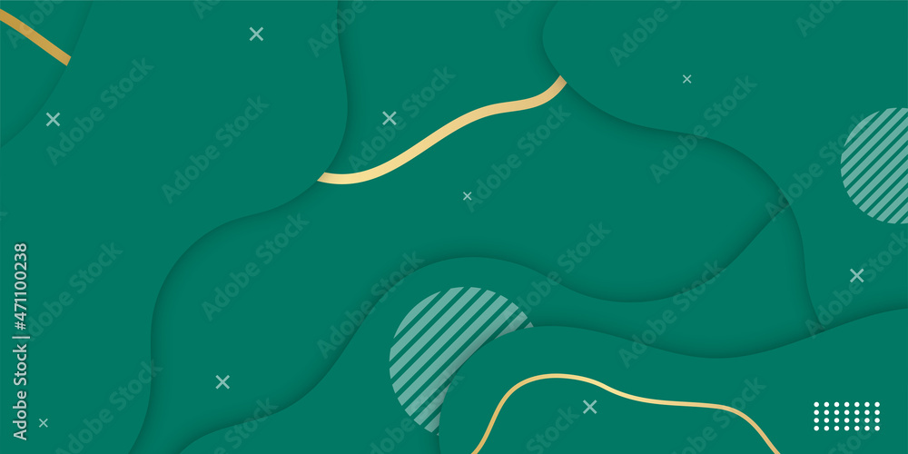 Aufkleber Modern abstract background with green and gold lines. Vector abstract graphic design banner pattern background template.