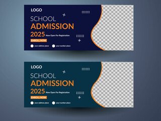 Kids school admission Facebook cover & Social media cover template, Web banner timeline template