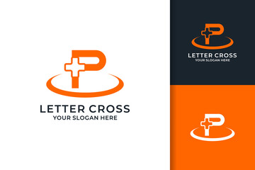 Fototapeta cross letter P logo for business medical hospital care wellness obraz
