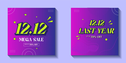 12.12 Shopping day Poster or banner .last year Sales banner template design for social media and website. mega sale banner. Special Offer Sale 70% Off campaign or promotion.
