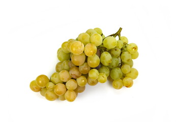 Grape with leaves isolated on white. With clipping path. Full depth of field. A bunch of fresh grapes isolated on white background.
