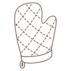 Illustration of cooking potholder mitten. Stylized kitchen and restaurant utensil.
