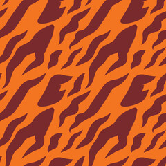 Vector seamless pattern with tiger stripes in a minimalistic style. Striped animals, jungle tiger fur texture pattern seamless repeating orange yellow black