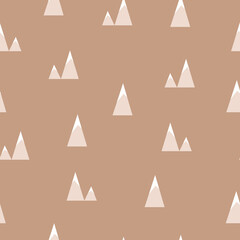 Mountains scandinavian pattern on beige background. Vector stock illustration