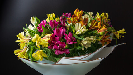bouquet of yellow tulips in a vase