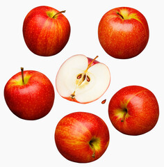 Five and half apples isolated on a white