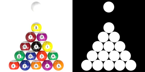 3D rendering illustration of some billiard balls