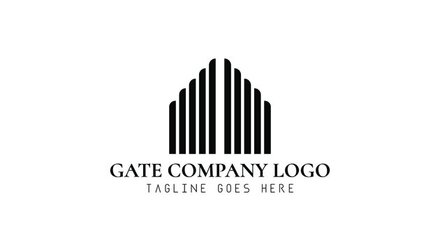 Gate logo inspiration template. Real estate brand identity. Gate logo for house interior, real estate or hotel company. Black and white modern apartment and property logo design.