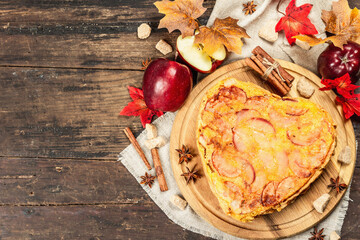 Fragrant apple charlotte. Ripe fruits, cinnamon, and star anise. Sweet dessert ready to eat