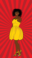 Afro girl with victory hand sign pop art