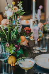 wedding reception decorated table setting 