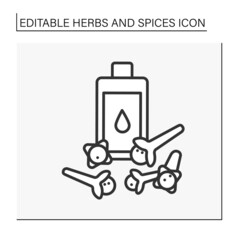  Cloves line icon. Flavorful spice for oil. Strong smelling seasoning. Herbs and spices concept. Isolated vector illustration. Editable stroke