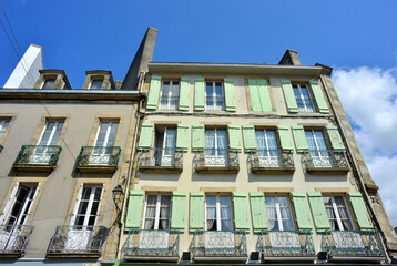 Beautiful facades of a traditional houses in France