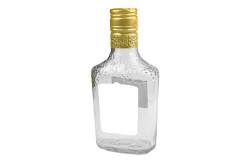 Mockup empty bottle of whiskey, brandy or vodka isolated on a white background