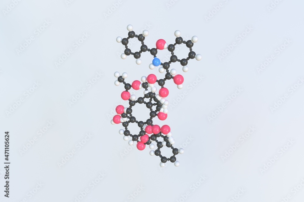 Poster molecule of paclitaxel. isolated molecular model, 3d rendering