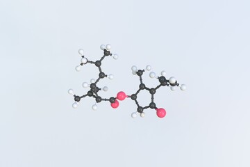 Allethrin molecule. Isolated molecular model. 3D rendering