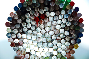 Colored straws where light passes through