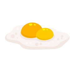 Scrambled egg. Healthy Breakfast. Flat cartoon isolated on white background. Protein and two yolk. Element of cooking.